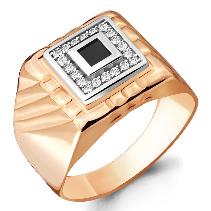 Кольцо, золото, фианит, 62107Ч.1